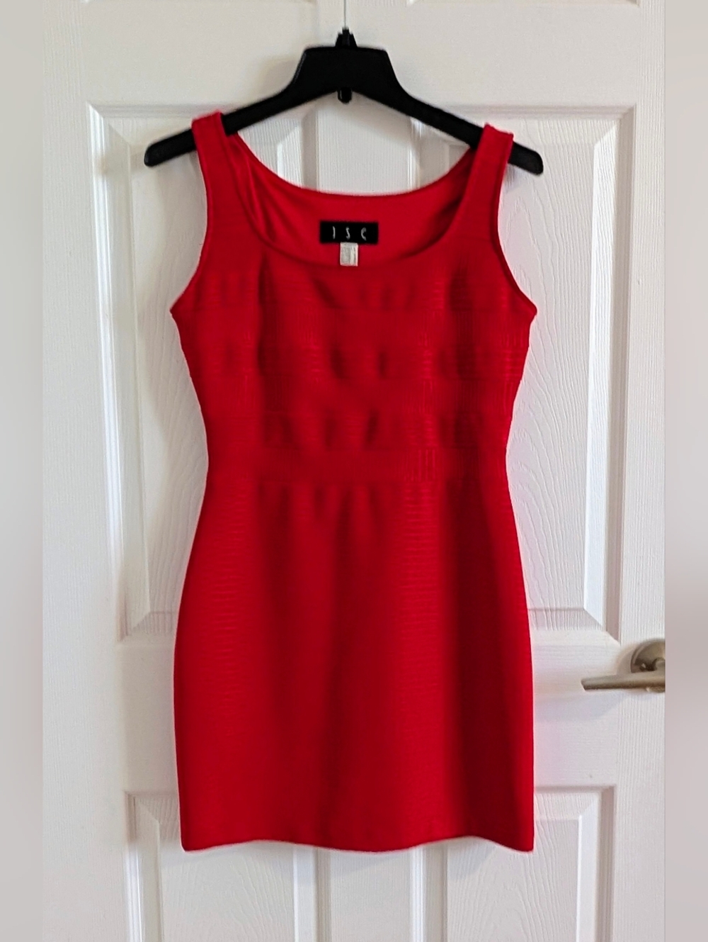 JSC Red Bandage Bodycon Mini Dress Sleeveless Textured Cocktail Party Size 8